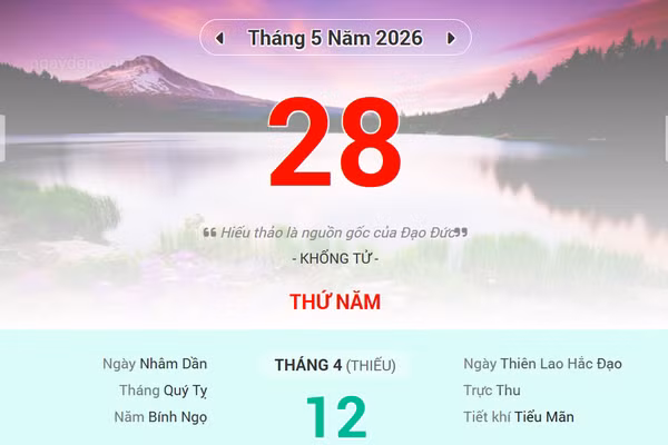 Lịch âm 28/5 - Xem lịch âm ngày 28/5