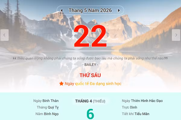 Lịch âm 22/5 - Xem lịch âm ngày 22/5