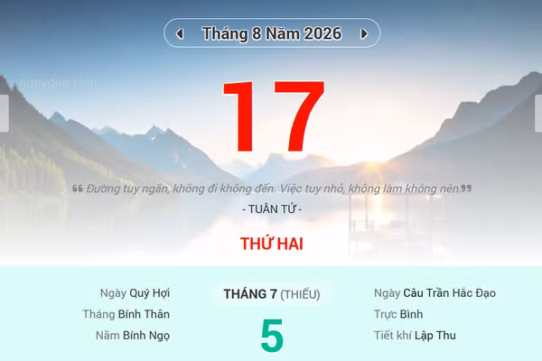 Lịch âm 17/8 - Xem lịch âm ngày 17/8