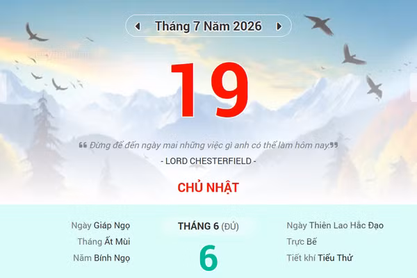 Lịch âm 19/7 - Xem lịch âm ngày 19/7