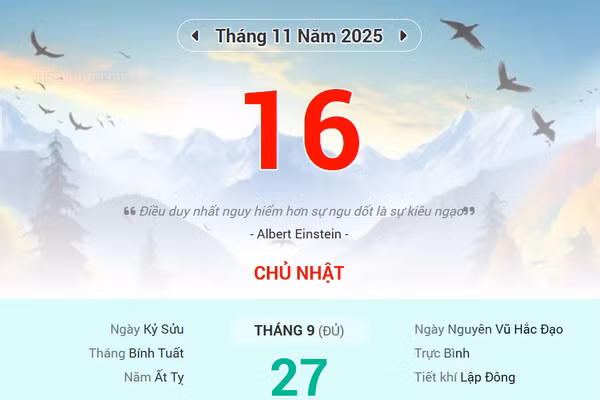 Lịch âm 16/11 - Xem lịch âm ngày 16/11