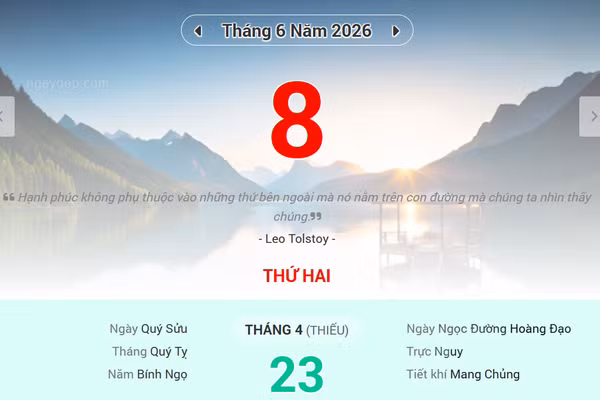 Lịch âm 8/6 - Xem lịch âm ngày 8/6