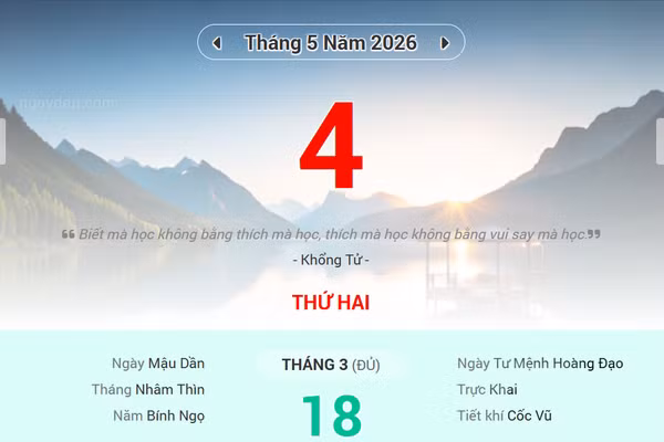 Lịch âm 4/5 - Xem lịch âm ngày 4/5