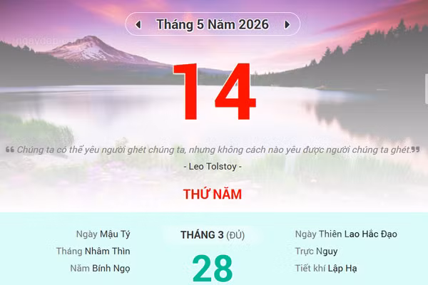 Lịch âm 14/5 - Xem lịch âm ngày 14/5