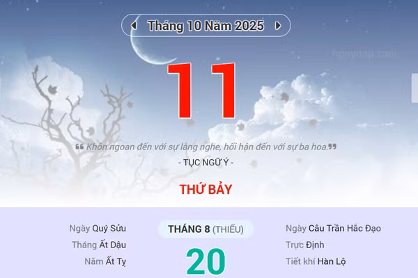  Lịch âm 11/10 - Xem lịch âm ngày 11/10
