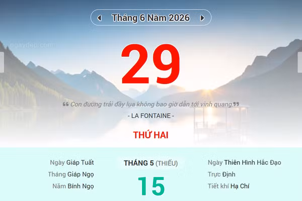 Lịch âm 29/6 - Xem lịch âm ngày 29/6