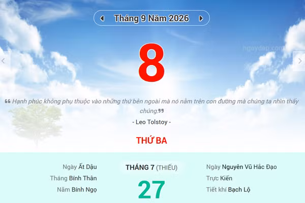Lịch âm 8/9 - Xem lịch âm ngày 8/9
