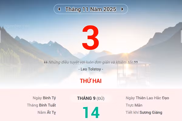 Lịch âm 3/11 - Xem lịch âm ngày 3/11