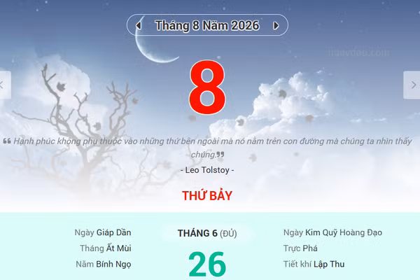 Lịch âm 8/8 - Xem lịch âm ngày 8/8