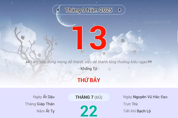 Lịch âm 13/9 - Xem lịch âm ngày 13/9