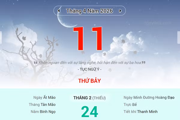 Lịch âm 11/4 - Xem lịch âm ngày 11/4