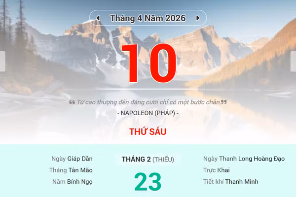 Lịch âm 10/4 - Xem lịch âm ngày 10/4