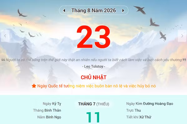 Lịch âm 23/8 - Xem lịch âm ngày 23/8