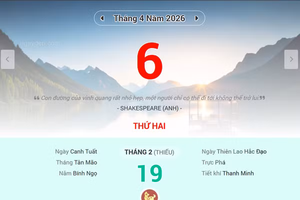 Lịch âm 6/4 - Xem lịch âm ngày 6/4