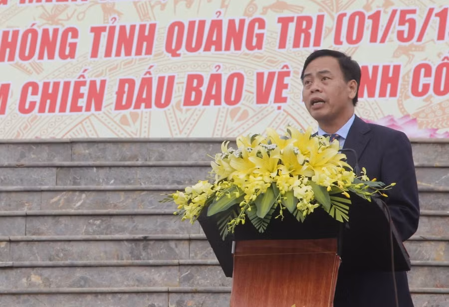 Ông Nguyễn Đăng Quang, Phó Bí thư Thường trực Tỉnh ủy Quảng Trị phát biểu tại buổi lễ.