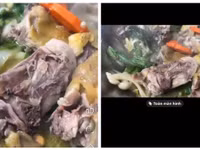 Món gà nghi có dòi được khách quay lại. (Ảnh cắt từ clip)