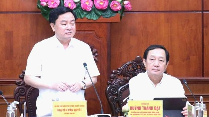 Bí thư Tỉnh ủy Tây Ninh Nguyễn Văn Quyết phát biểu ý kiến tại buổi làm việc - ảnh: Nhân dân bi-thu-tinh-uy-tay-ninh-nguyen-van-quyet-phat-bieu-y-kien-tai-buoi-lam-viec.png