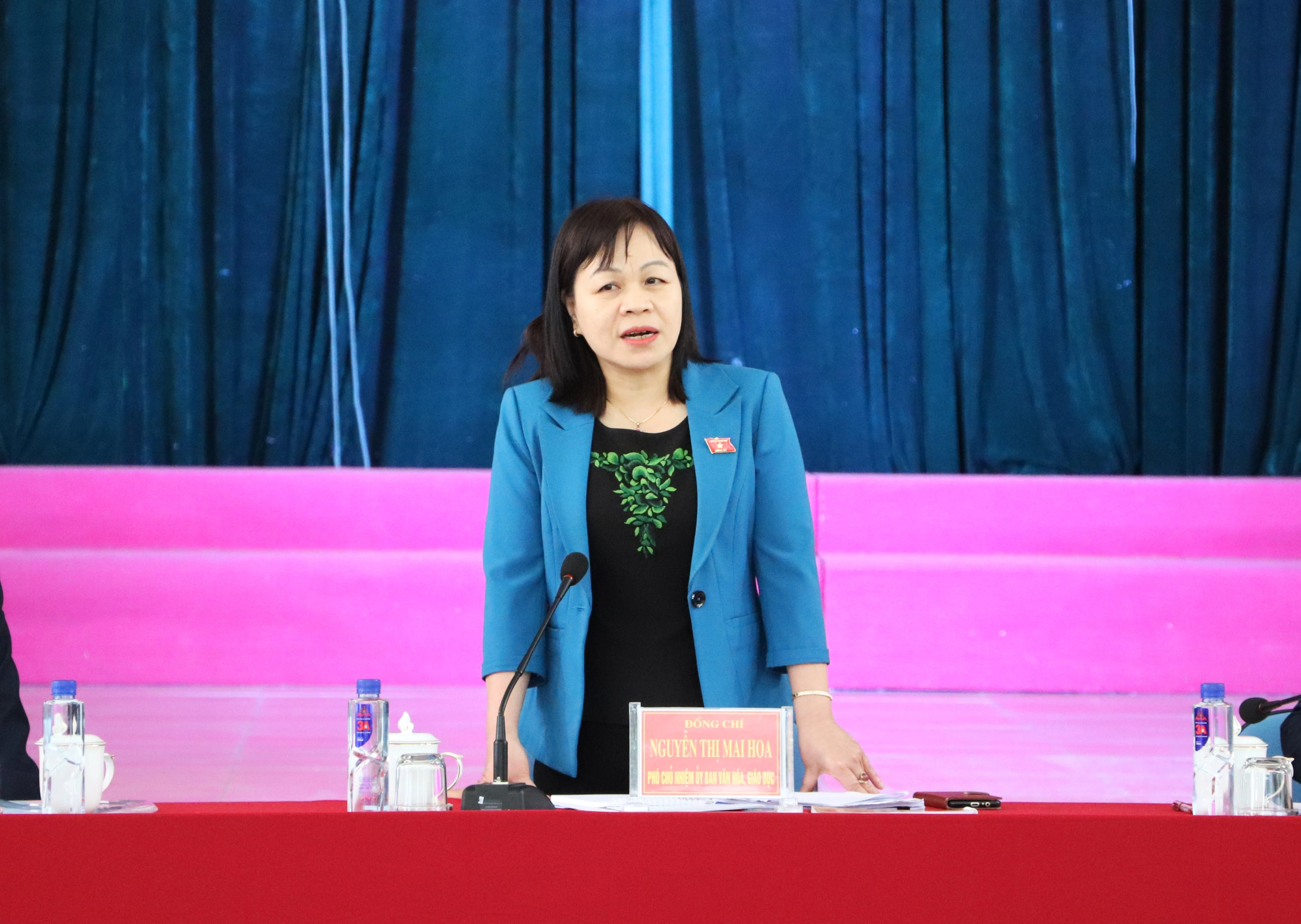 Bà Nguyễn Thị Mai Hoa phát biểu tại buổi giám sát.