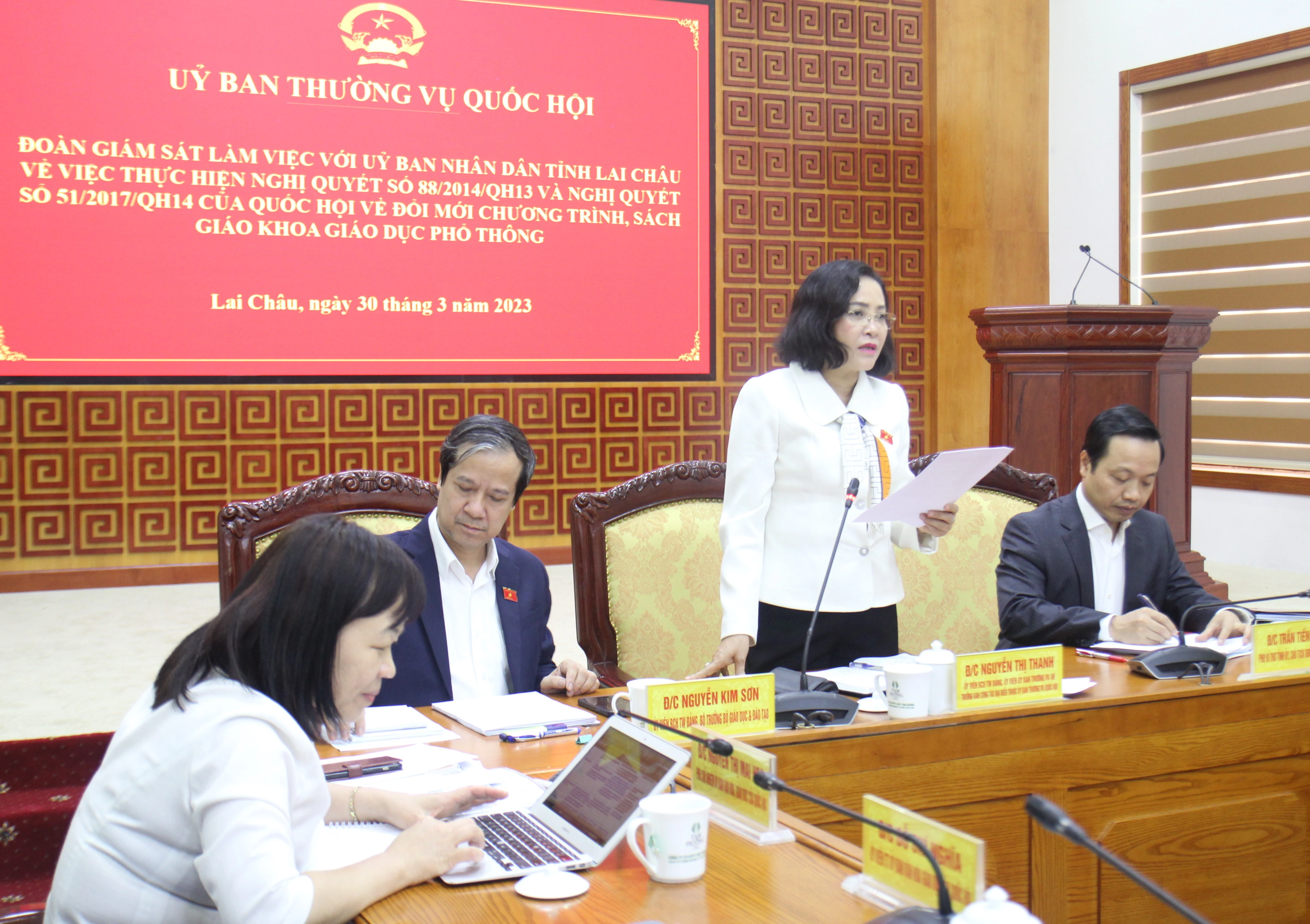 Bà Nguyễn Thị Thanh phát biểu kết luận giám sát.