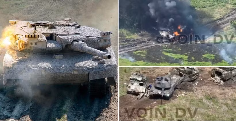 Xe tăng Leopard, xe chiến đấu bọc thép của Ukraine bị Nga phá hủy.