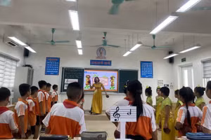 Một lớp học của Trường tiểu học Đặng Xá (Gia Lâm, Hà Nội). Ảnh: Phòng GD&ĐT.