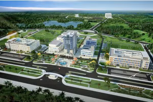 Phối cảnh cơ sở 2 của Trường ĐH Dược Hà Nội tại phường Võ Cường, thành phố Bắc Ninh.