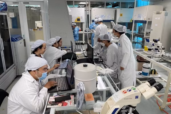 Các nhà khoa học tại Viện Tế bào gốc, Trường Đại học Khoa học Tự nhiên, ĐHQG TPHCM. Ảnh: Hà An.