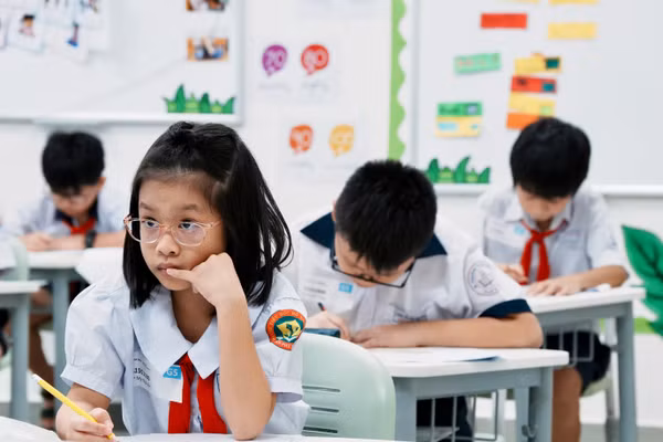 Học sinh tiểu học tại TPHCM tham gia sân chơi thử thách tư duy Toán học. Ảnh: Phúc Uyên.