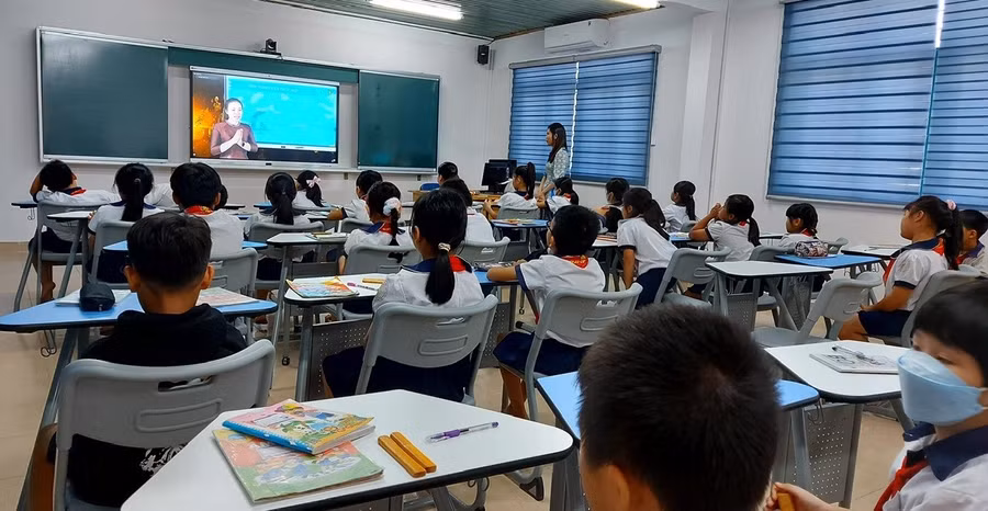 Lớp học số tại Trường Tiểu học Trung Lập Thượng (Củ Chi, TPHCM). Ảnh: V.T