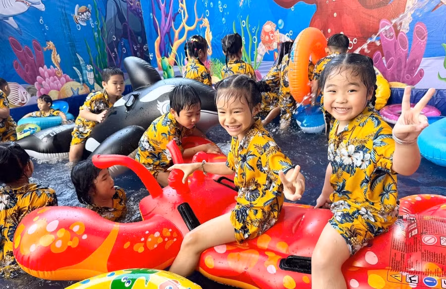 Trẻ Trường Mầm non Vàng Anh (Quận 5, TPHCM) tham gia hoạt động do trường tổ chức. Ảnh: T.H