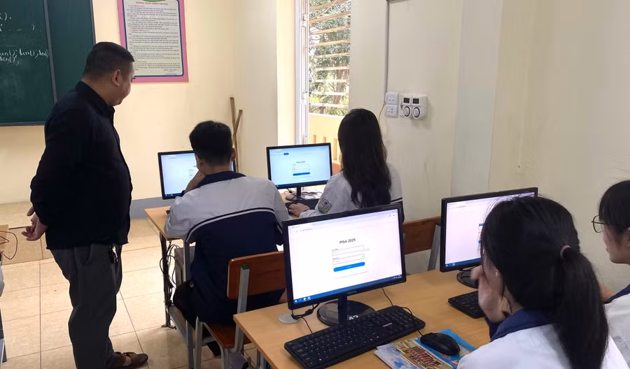 Phòng máy Trường THPT Thanh Sơn (Phú Thọ) sẵn sàng cho kỳ khảo sát PISA 2025. Ảnh: NTCC