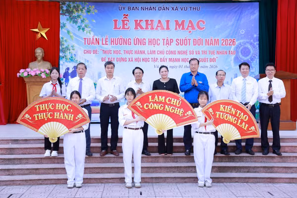 UBND xã Vũ Thư (tỉnh Hưng Yên) khai mạc tuần lễ học tập suốt đời 2026. 