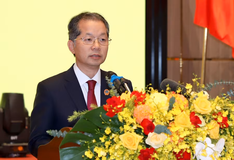 Chánh án Tòa án nhân dân tối cao Việt Nam Nguyễn Văn Quảng phát biểu khai mạc Hội nghị.