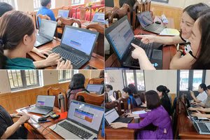 Giáo viên ở Hà Tĩnh tập huấn áp dụng công nghệ AI vào dạy học.