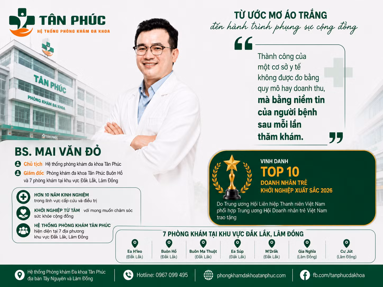 Bác sĩ Mai Văn Đỏ, Chủ tịch Hệ thống phòng khám đa khoa Tân Phúc.