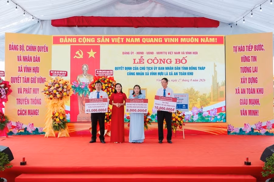 Trường Mầm non Vĩnh Hựu (Đồng Tháp) — công trình được Agribank Chi nhánh Tiền Giang tài trợ thiết bị dạy và học.