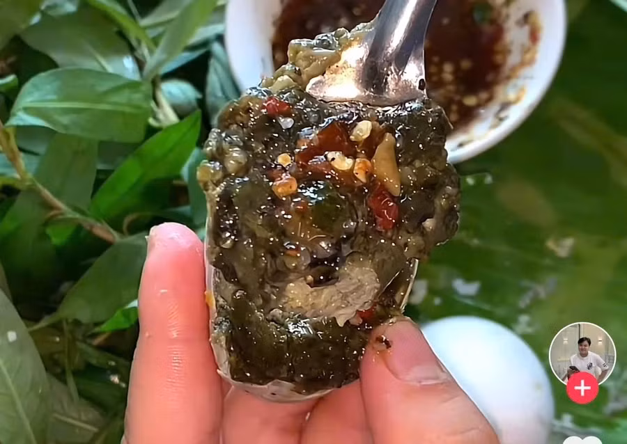 Hình ảnh trứng ung được một tài khoản mạng đăng tải trên TikTok. Ảnh chụp màn hình 