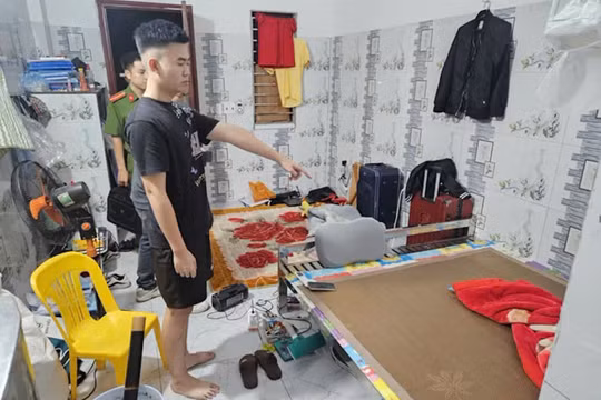 Nguyễn Trọng Khánh tại hiện trường. Ảnh: Facebook Công an tỉnh Hưng Yên