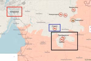 Bản đồ của Ria Novosti về chiến sự khu vực Orikhiv và thành phố Zaporizhzhia
