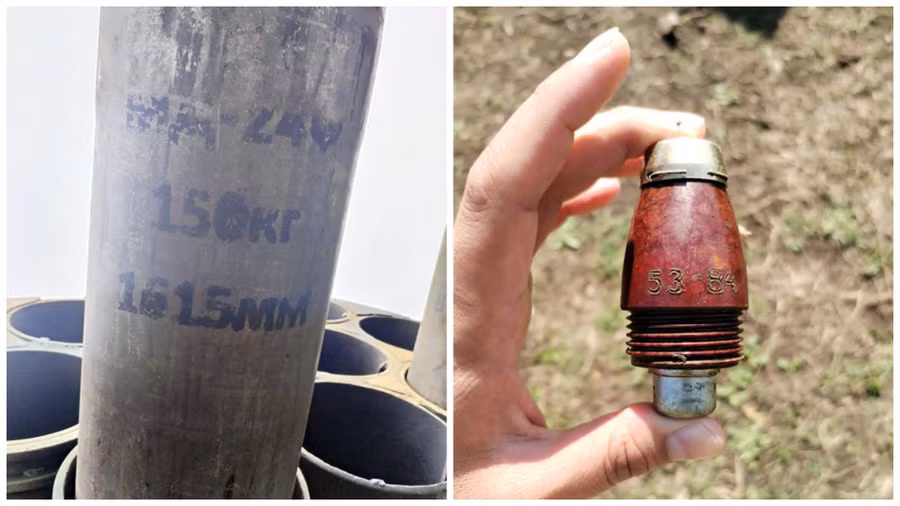Đạn phản lực MD-24F và ngòi nổ của nó. Đạn phản lực MD-24F và ngòi nổ của nó.