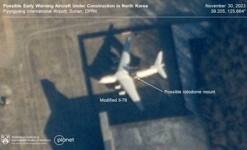 Máy bay AWACS của Triều Tiên sử dụng khung thân vận tải cơ Il-76 tương tự A-50 của Nga.