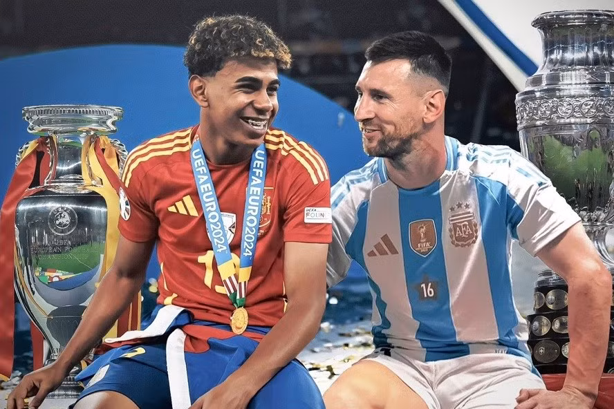 Lamine Yamal thường xuyên được so sánh với đàn anh Messi.