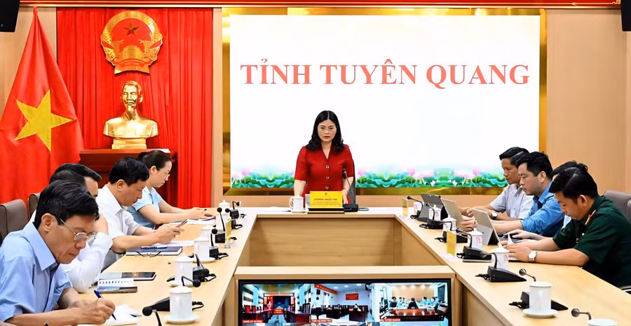 Bà Vương Ngọc Hà, Phó Chủ tịch UBND tỉnh Tuyên Quang chủ trì hội nghị.