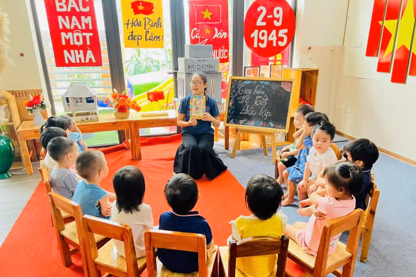 Một giờ học của trẻ tại Trường Mầm non Việt Mỹ (Ninh Bình). 