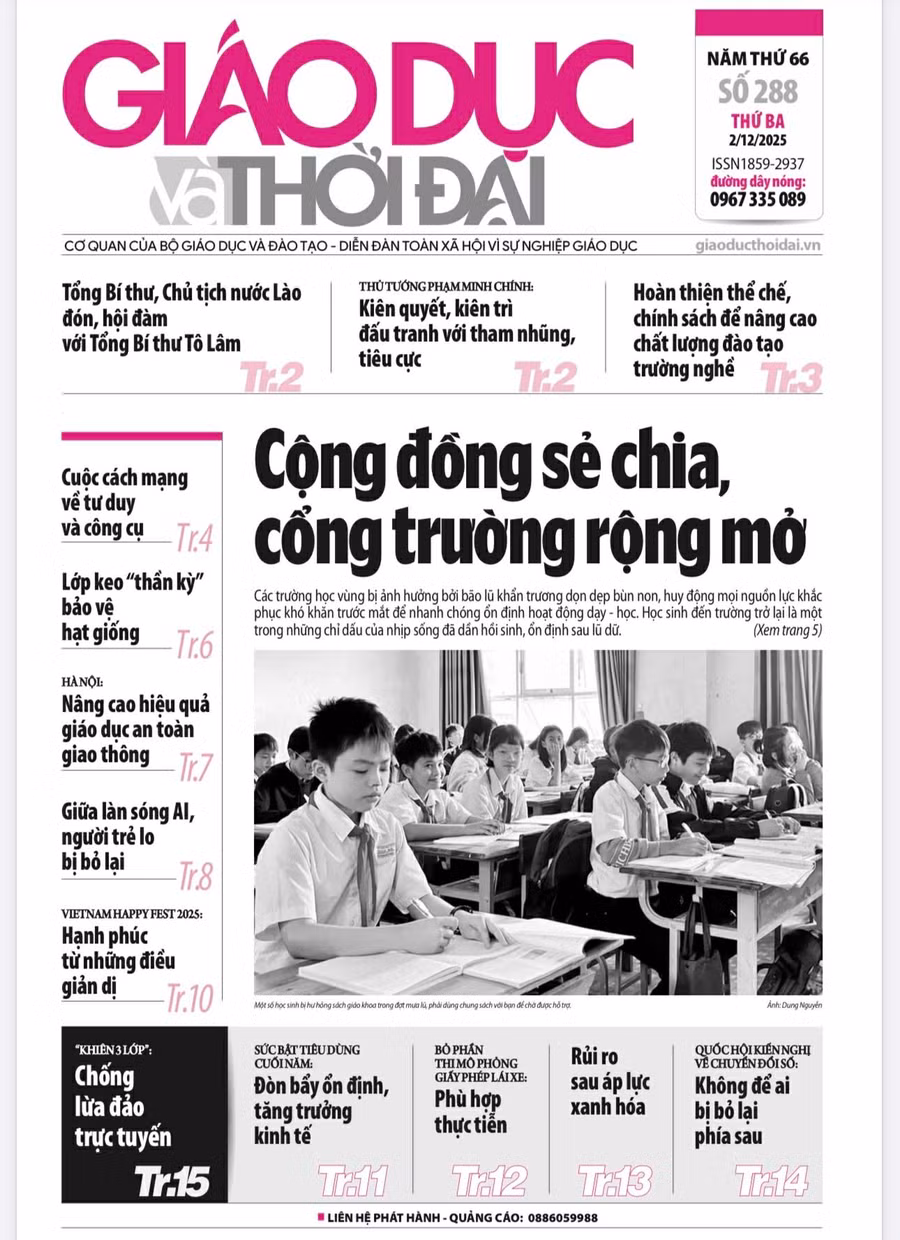 Tin tức báo in 2/12: Cộng đồng sẻ chia, cổng trường rộng mở