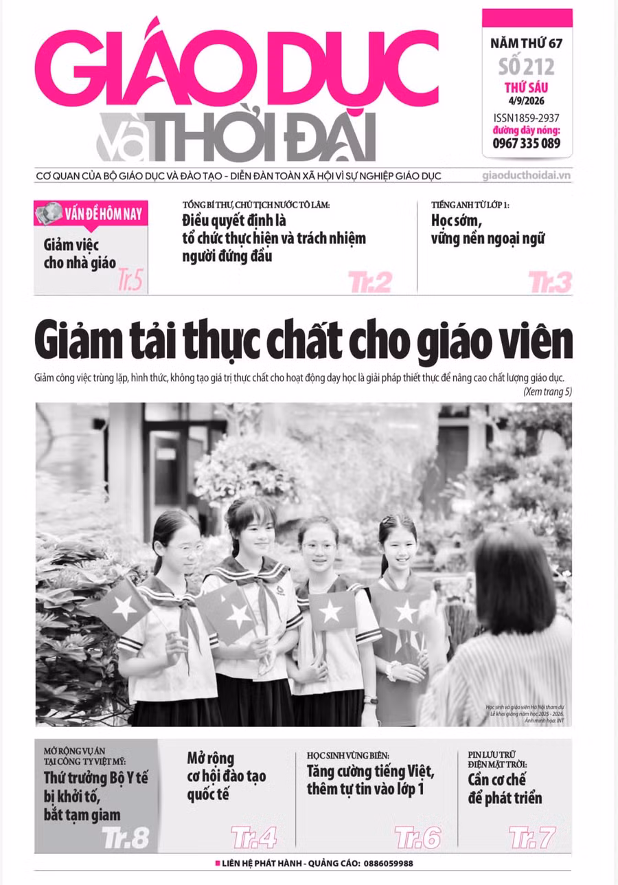 Tin tức báo in 4/9: Giảm tải thực chất cho giáo viên