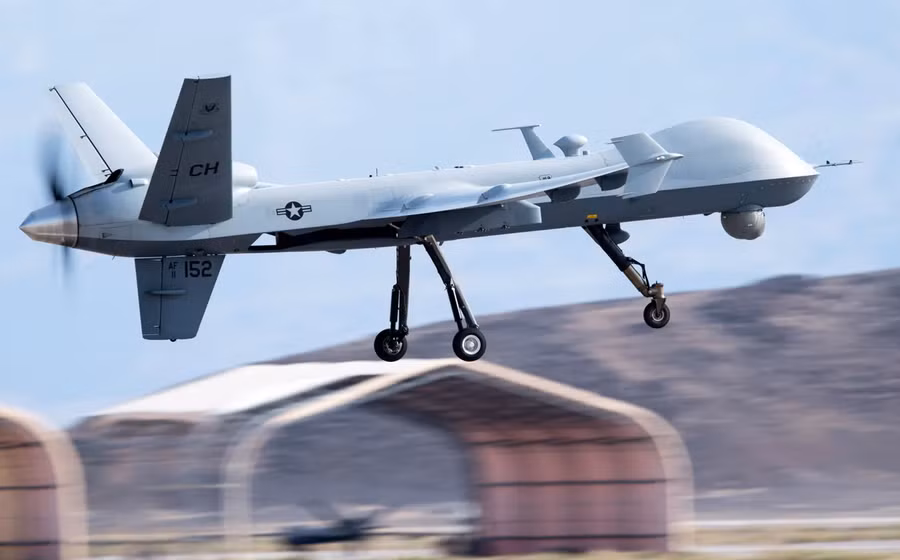 Houthi tuyên bố bắn hạ một UAV chiến đấu MQ-9 Reaper của Mỹ trên tỉnh Al-Jawf ở phía bắc Yemen, ngày 9/4/2025.