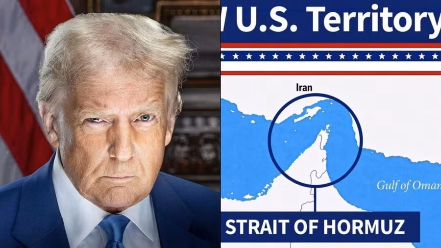 Tổng thống Mỹ Donald Trump tuyên bố eo biển Hormuz là “lãnh thổ mới của Mỹ”, ngày 18/8/2026.