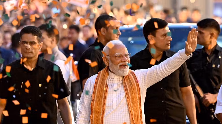 Thủ tướng Ấn Độ Narendra Modi tại trụ sở BJP ở New Delhi, ngày 4/5/2026.