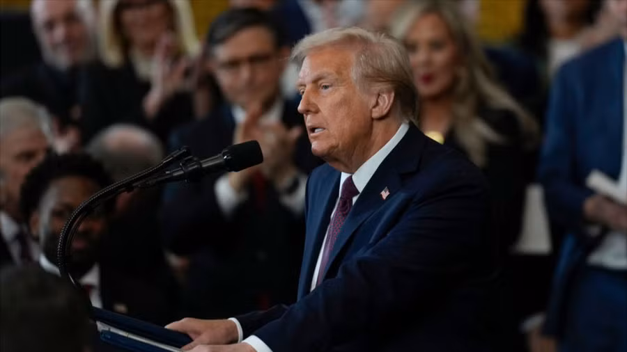 Ông Donald Trump có bài phát biểu nhậm chức tổng thống sau khi tuyên thệ nhậm chức tại Điện Capitol Rotunda, Washington, DC, ngày 20/1/2025.